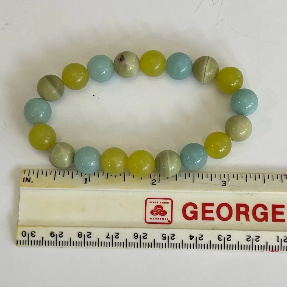 Beaded Polished Round Multi-Gemstone Stretch Bracelet Chakra Chic Bohemian Party